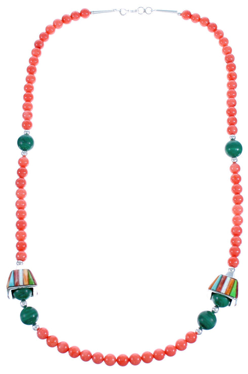 Southwest Multicolor Sterling Silver Bead Necklace BX116382