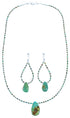 Sterling Silver Santo Domingo Turquoise Bead Necklace And Earrings Set BX116383