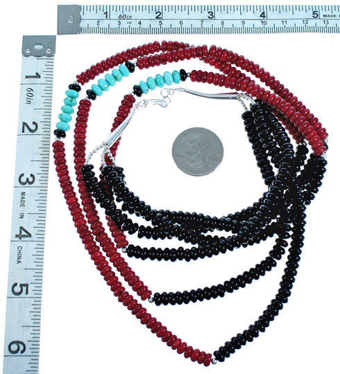 3-Strand Multicolor Genuine Sterling Silver Bead Necklace DX115895
