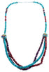 3-Strand Oyster Shell and Turquoise Genuine Sterling Silver Inlay Bead Necklace DX115903