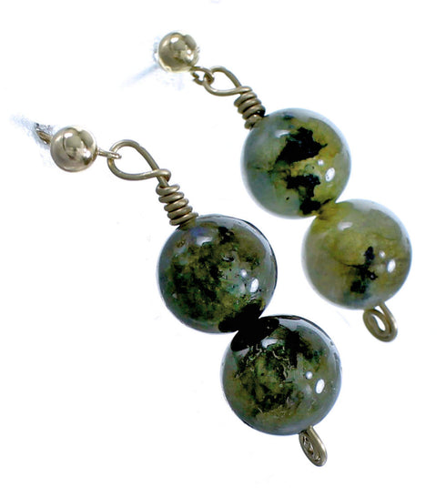 Labradorite And 12KGF Bead Post Dangle Earrings BX115897