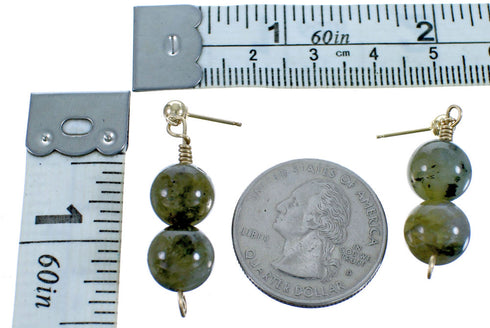 Labradorite And 12KGF Bead Post Dangle Earrings BX115897
