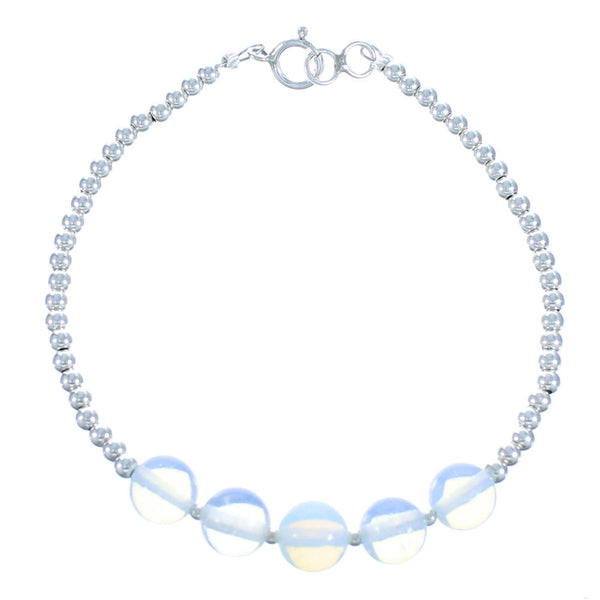 Opalite And Sterling Silver Bead Bracelet BX115935