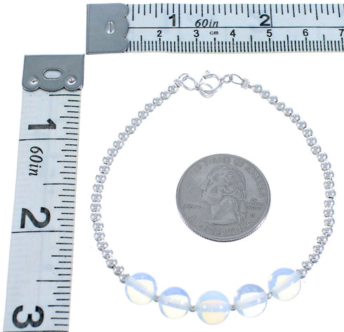 Opalite And Sterling Silver Bead Bracelet BX115935