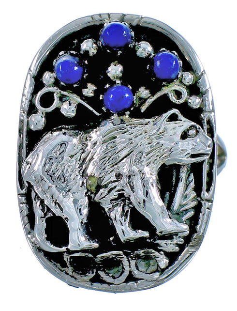 Sterling Silver Lapis Southwestern Bear Ring Size 6-1/2 BX117154