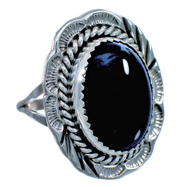 Native American Onyx And Sterling Silver Ring Size 7 BX116066