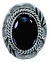 Native American Onyx And Sterling Silver Ring Size 7 BX116066
