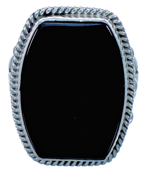 Onyx Navajo Sterling Silver Ring Size 6 BX116074