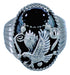 Sterling Silver And Onyx Navajo Indian Eagle Ring Size 13-1/2 BX116119