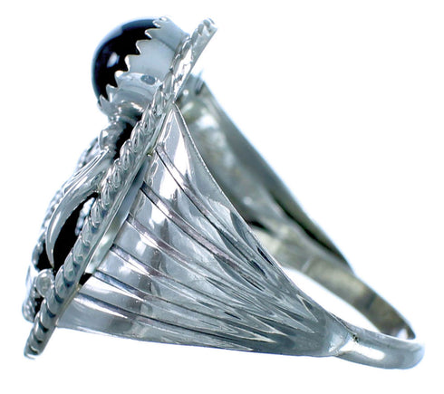 Navajo Indian Sterling Silver Onyx Eagle Ring Size 11-1/2 BX116115