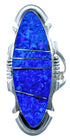 Blue Opal Inlay Sterling Silver Native American Ring Size 6 DX115939