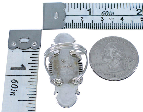 Blue Opal Inlay Sterling Silver Native American Ring Size 6 DX115939