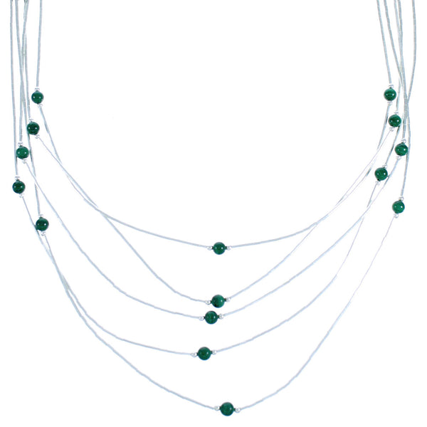 Malachite 5-Strand Liquid Silver Necklace BX116162
