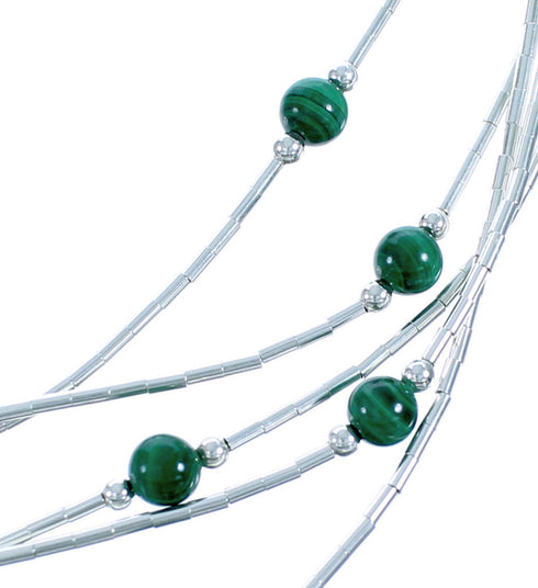 Malachite 5-Strand Liquid Silver Necklace BX116162