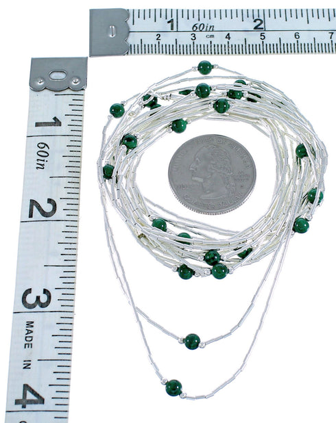Malachite 5-Strand Liquid Silver Necklace BX116162