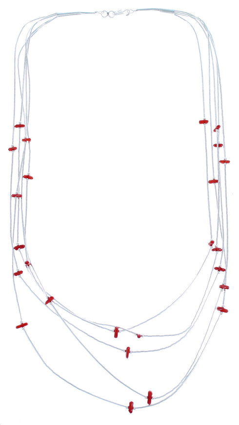 5-Strand Coral Liquid Silver Necklace BX116182