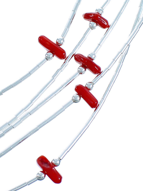 5-Strand Coral Liquid Silver Necklace BX116182