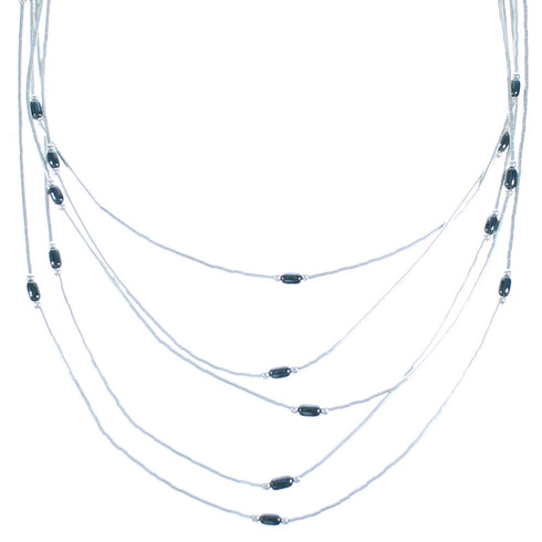Liquid Silver 5-Strand Hematite Necklace BX116190