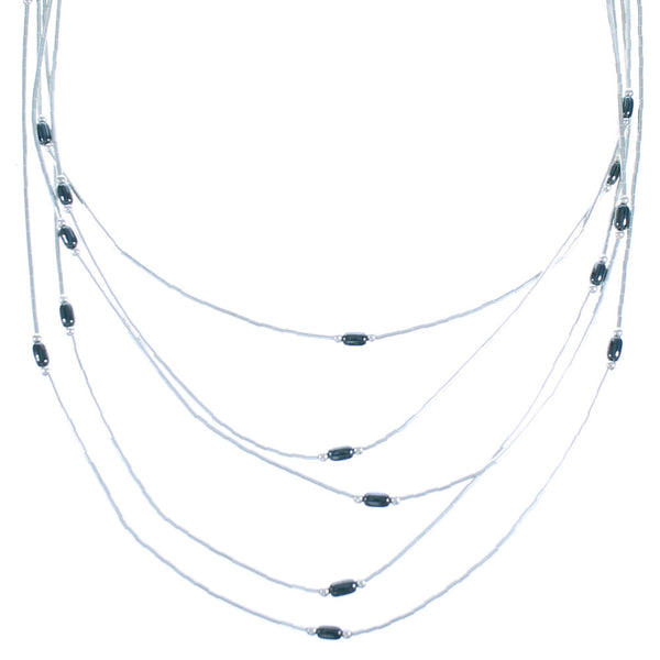 Liquid Silver 5-Strand Hematite Necklace BX116190