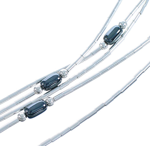 Liquid Silver 5-Strand Hematite Necklace BX116190