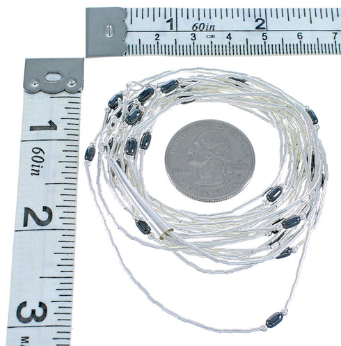 Liquid Silver 5-Strand Hematite Necklace BX116190