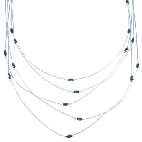 5-Strand Liquid Sivler Hematite Necklace BX116206