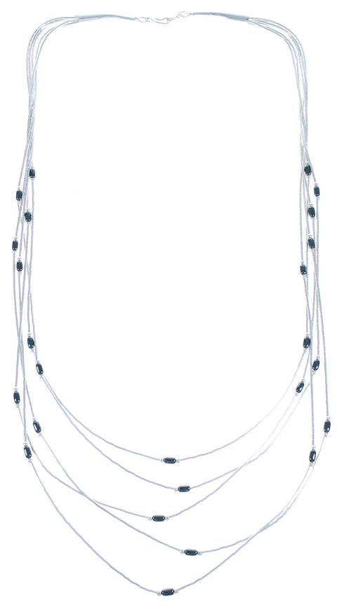 5-Strand Liquid Sivler Hematite Necklace BX116206