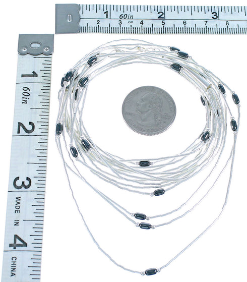5-Strand Liquid Sivler Hematite Necklace BX116206