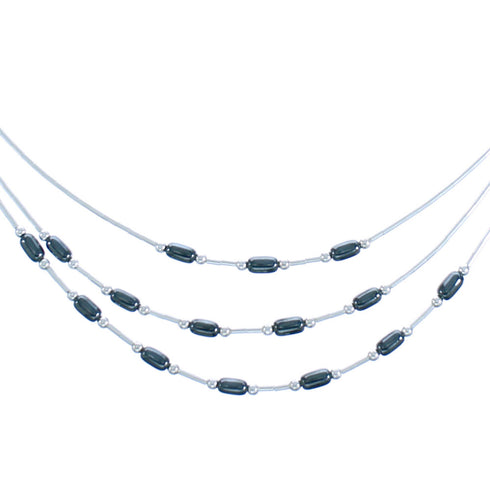 3-Strand Liquid Sivler Hematite Necklace BX116211