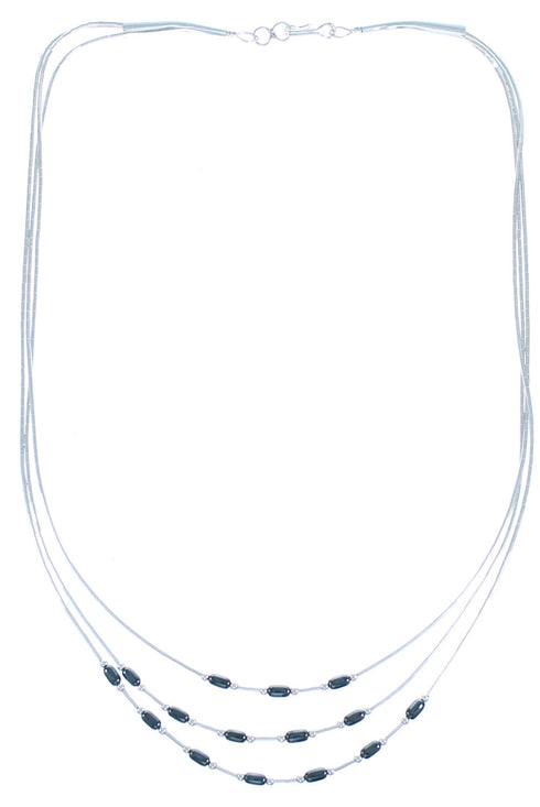 3-Strand Liquid Sivler Hematite Necklace BX116211