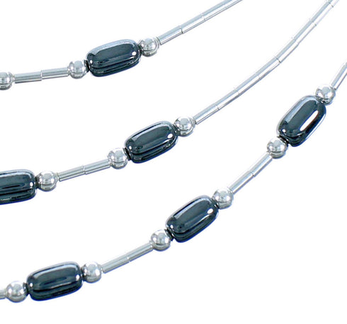 3-Strand Liquid Sivler Hematite Necklace BX116211