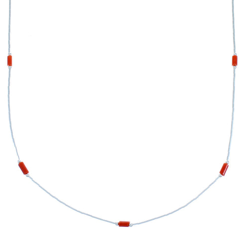 Liquid Sterling Silver Coral Bead Necklace BX116214