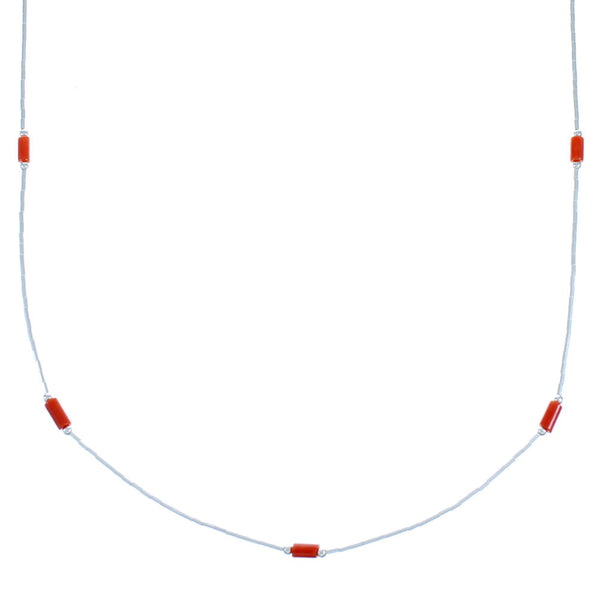 Liquid Sterling Silver Coral Bead Necklace BX116214