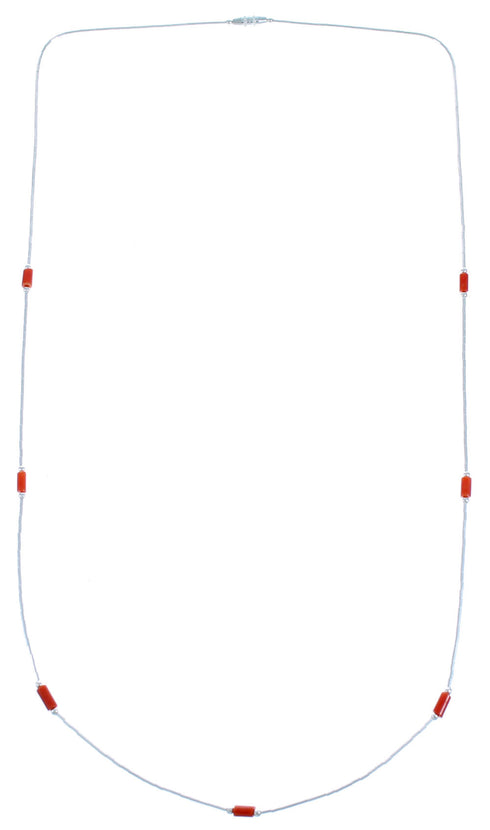 Liquid Sterling Silver Coral Bead Necklace BX116214