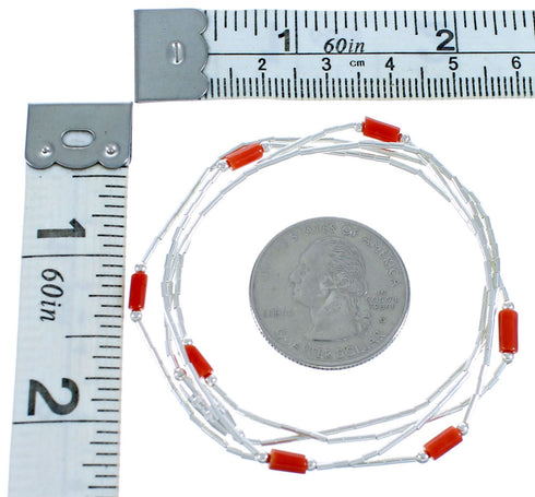 Liquid Sterling Silver Coral Bead Necklace BX116214