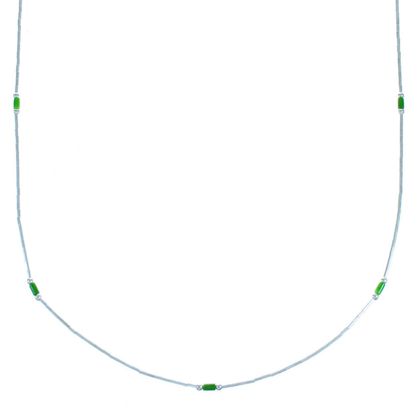 Liquid Sterling Silver Malachite Bead Necklace BX116219