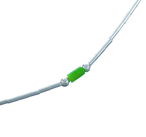 Liquid Sterling Silver Malachite Bead Necklace BX116219