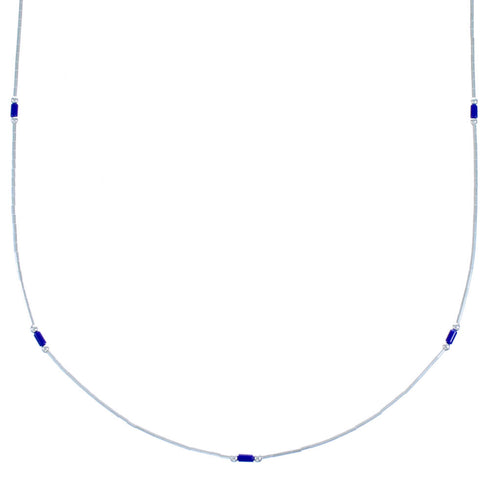 Liquid Sterling Silver Lapis Bead Necklace BX116225