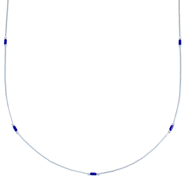 Liquid Sterling Silver Lapis Bead Necklace BX116225