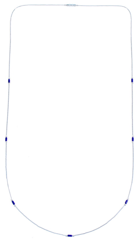 Liquid Sterling Silver Lapis Bead Necklace BX116225