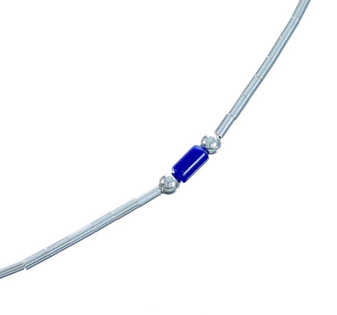 Liquid Sterling Silver Lapis Bead Necklace BX116225