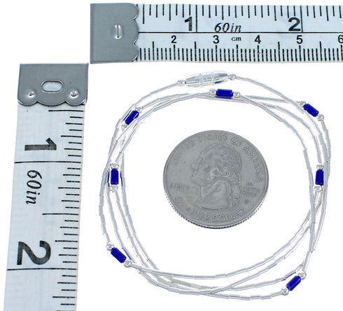 Liquid Sterling Silver Lapis Bead Necklace BX116225