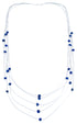 Lapis 5-Strand Liquid Silver Bead Necklace BX116232