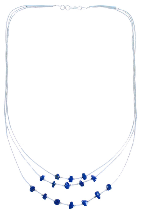 Lapis Bead 5-Strand Liquid Silver Necklace BX116236