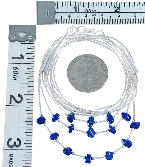 Lapis Bead 5-Strand Liquid Silver Necklace BX116236