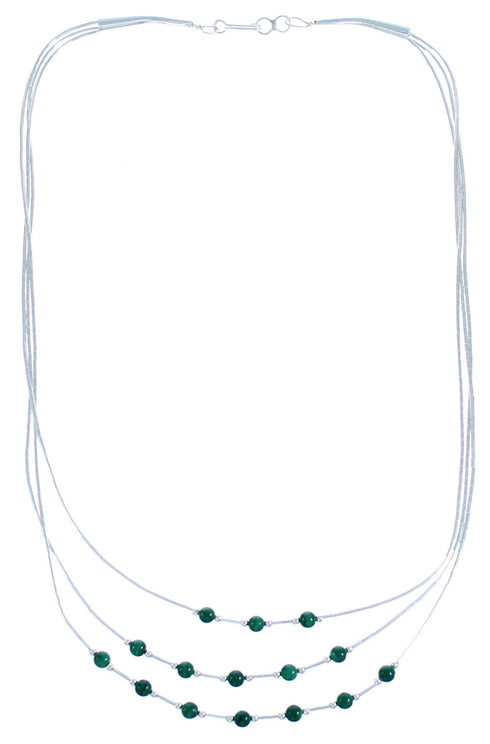 Malachite 3-Strand Liquid Silver Necklace BX116238