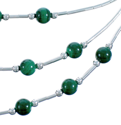 Malachite 3-Strand Liquid Silver Necklace BX116238