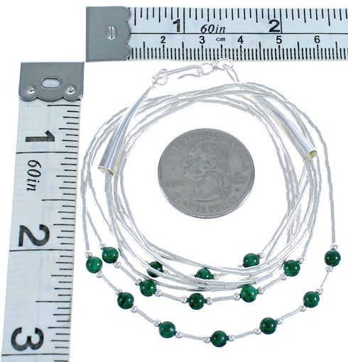 Malachite 3-Strand Liquid Silver Necklace BX116238