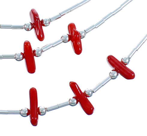 Coral 3-Strand Liquid Silver Necklace BX116243