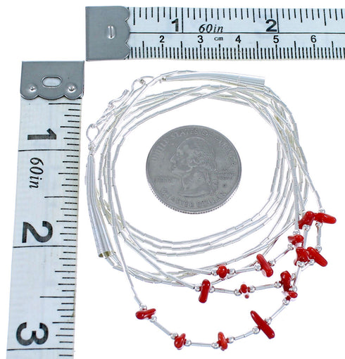 Coral 3-Strand Liquid Silver Necklace BX116243